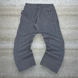 Vintage 90s Dickies Carpenter Pants 36x30 Baggy Wide Leg Grey Canvas Dungarees
